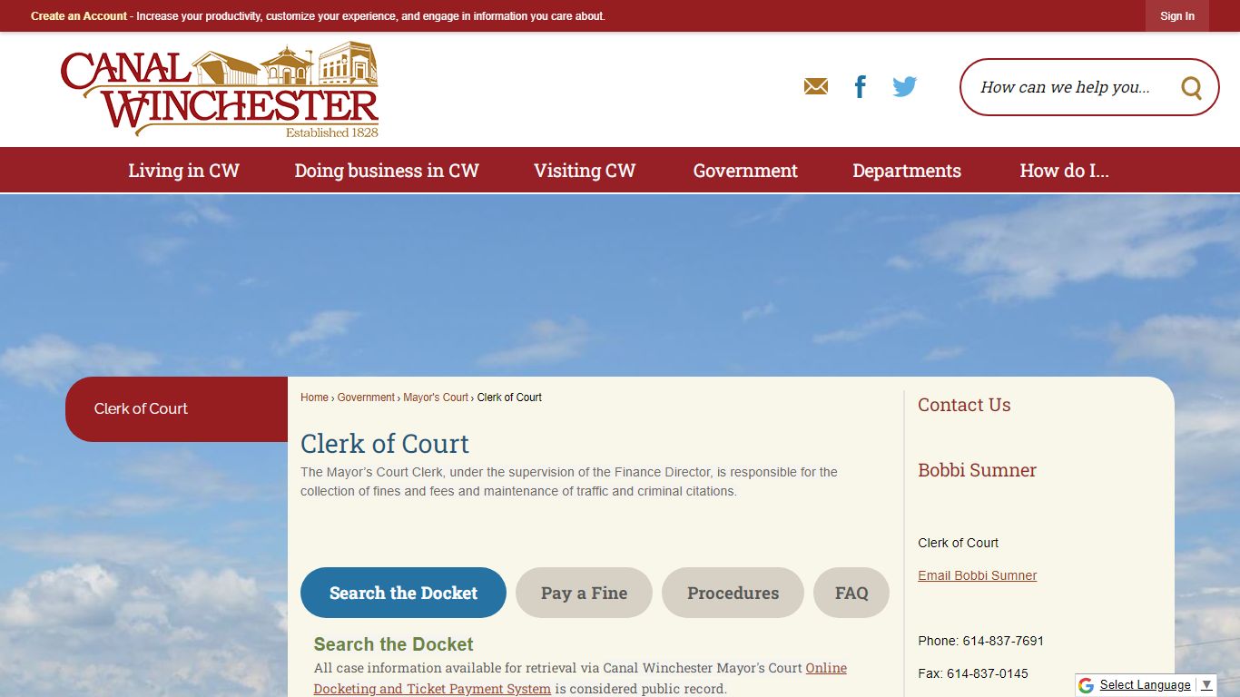 Clerk of Court | Canal Winchester, OH - Official Website